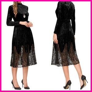 Black Velvet Long Sleeved Cocktail Dress NWoT